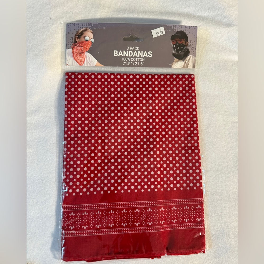 BRAND NEW 3PK BANDANAS POLKA DOT